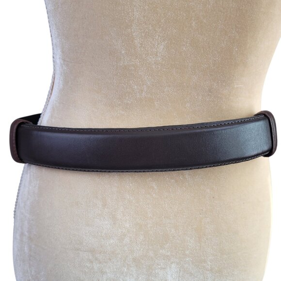 Donna Karan New York DKNY Large Vtg Chain Brown Leather Belt Adjustable 80\